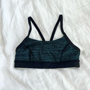Lululemon black and forest green printed sports bra